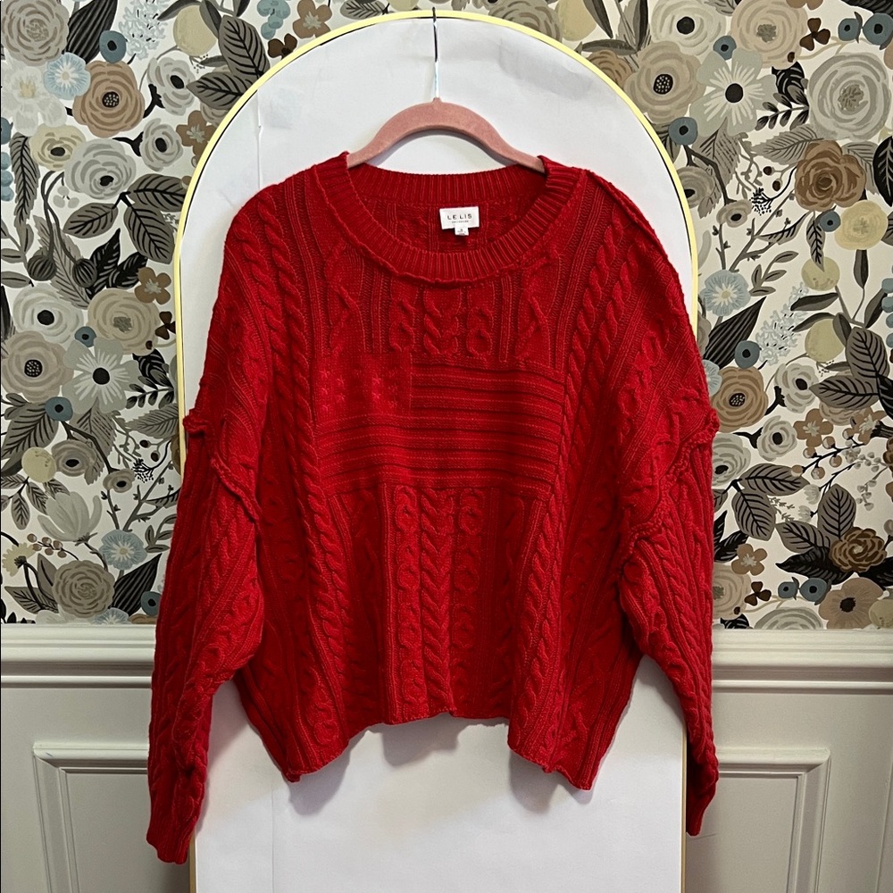 Le Lis Vibrant Red Cable Knit Sweater